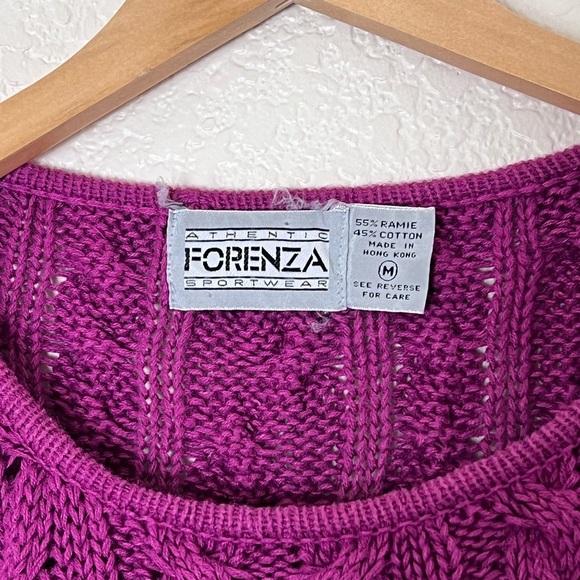 Forenza | Vintage magenta crew neck cable knit pullover sweater size med… - Picture 4 of 9